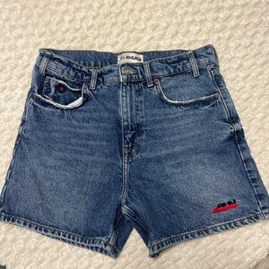 Zara Blue Denim Shorts with Silver Button